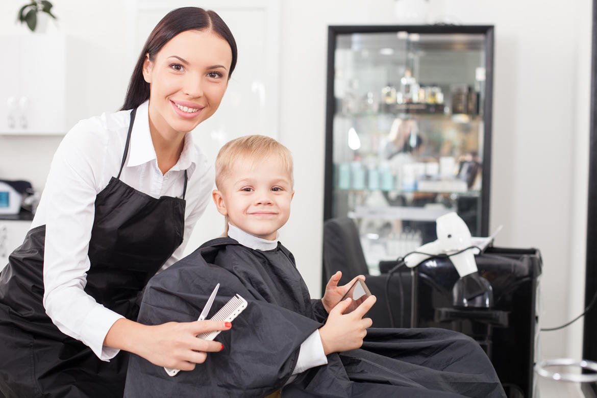 Child getting haircut